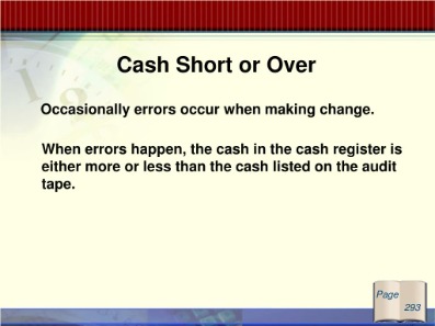 how to figure shorts & over entries in accounting