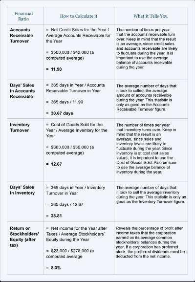 ten ratios for financial statement analysis